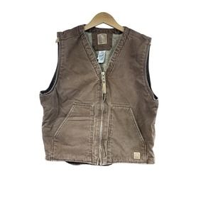 Berne Workwear Vest Mens Size Large Regular 44-46 Brown Zip Up Cotton Pockets